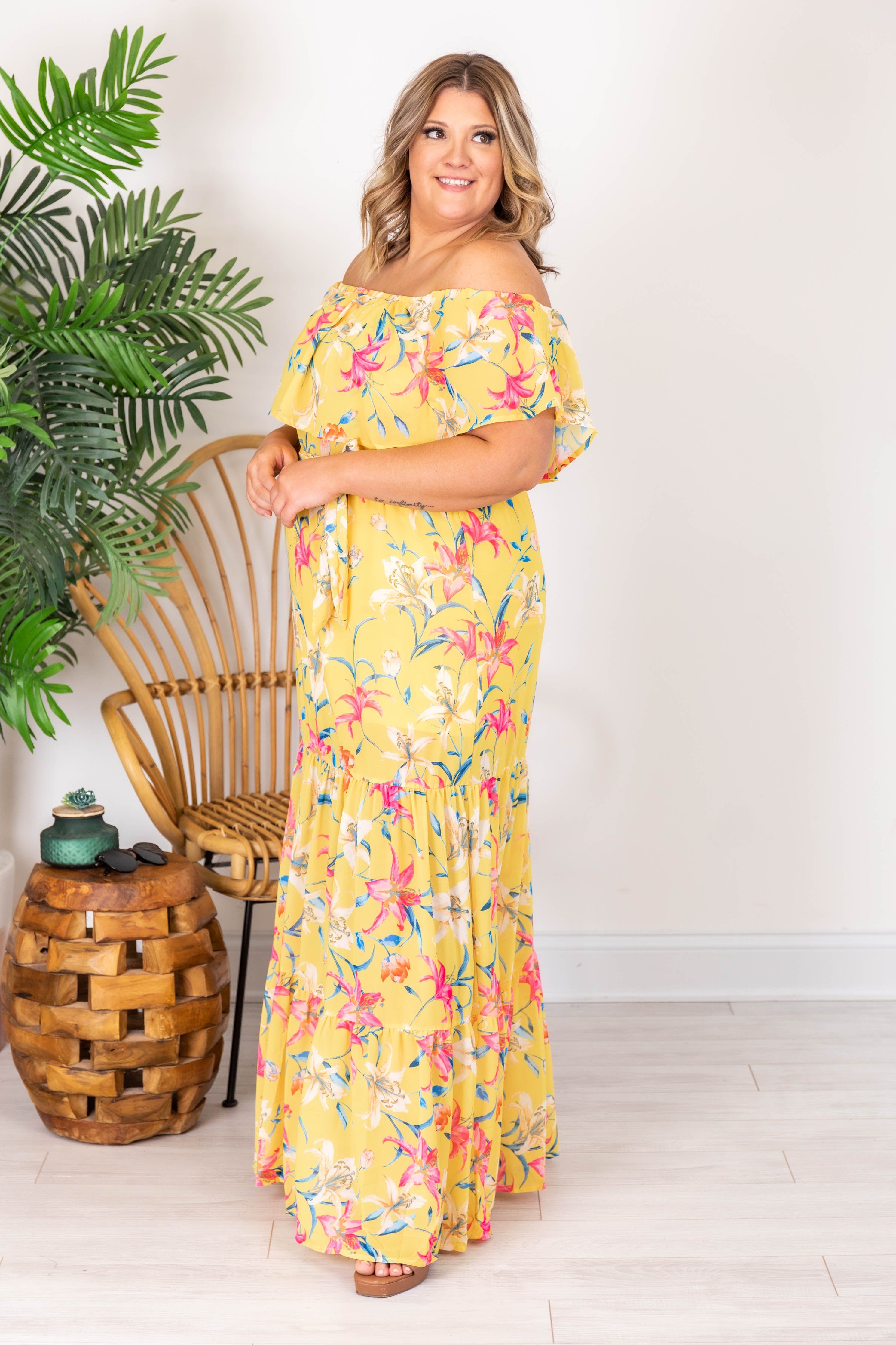 Sweet Southern Kiss Yellow Floral Maxi Dress FINAL SALE sold by Pink Lily product image thumbnail 13