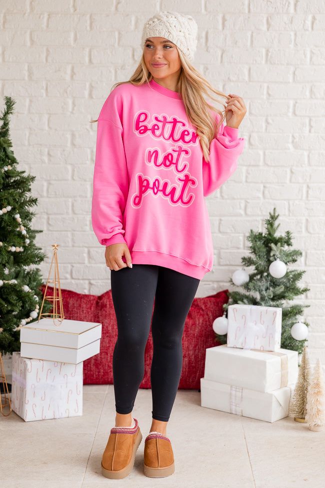 Better Not Pout Pink Oversized Graphic Sweatshirt sold by Pink Lily