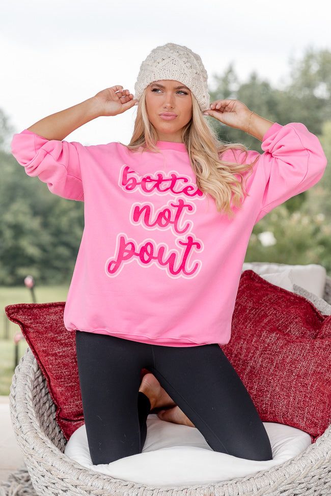 Better Not Pout Pink Oversized Graphic Sweatshirt sold by Pink Lily product image thumbnail 4