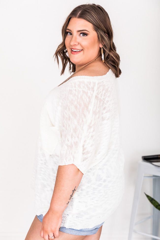 Timeless Nights Ivory Lightweight V-Neck Sweater FINAL SALE sold by Pink Lily product image thumbnail 14