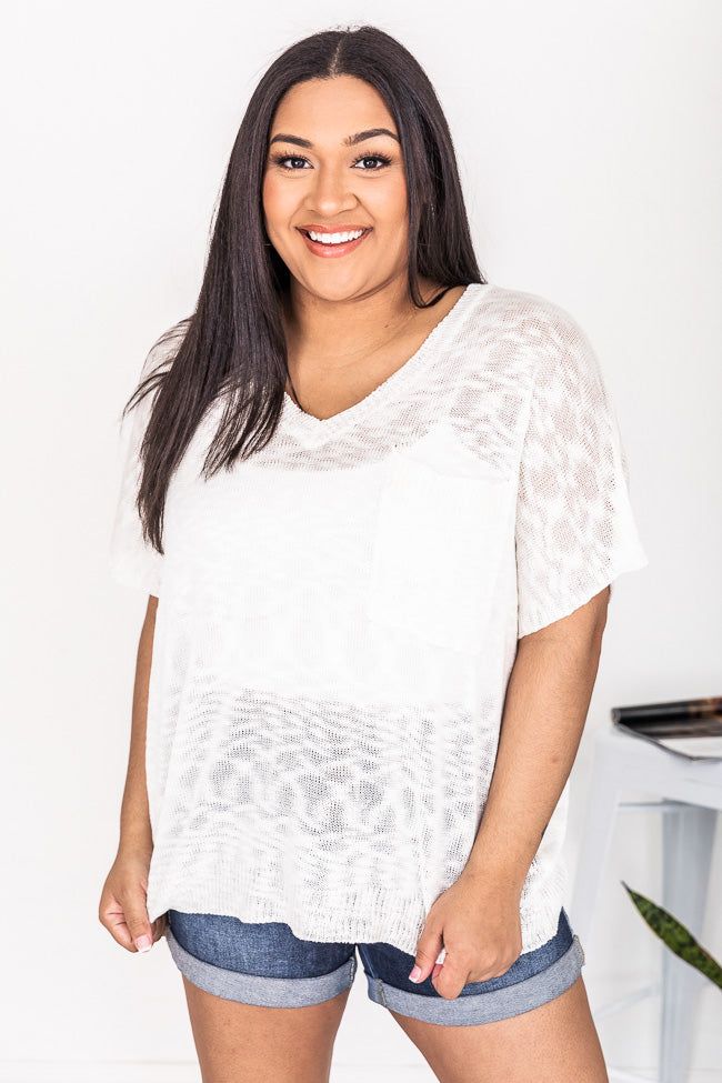 Timeless Nights Ivory Lightweight V-Neck Sweater FINAL SALE sold by Pink Lily product image thumbnail 9