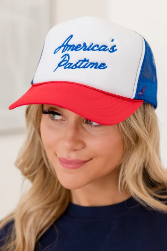 Americas Pastime Red/Blue/White Trucker Hat FINAL SALE sold by Pink Lily