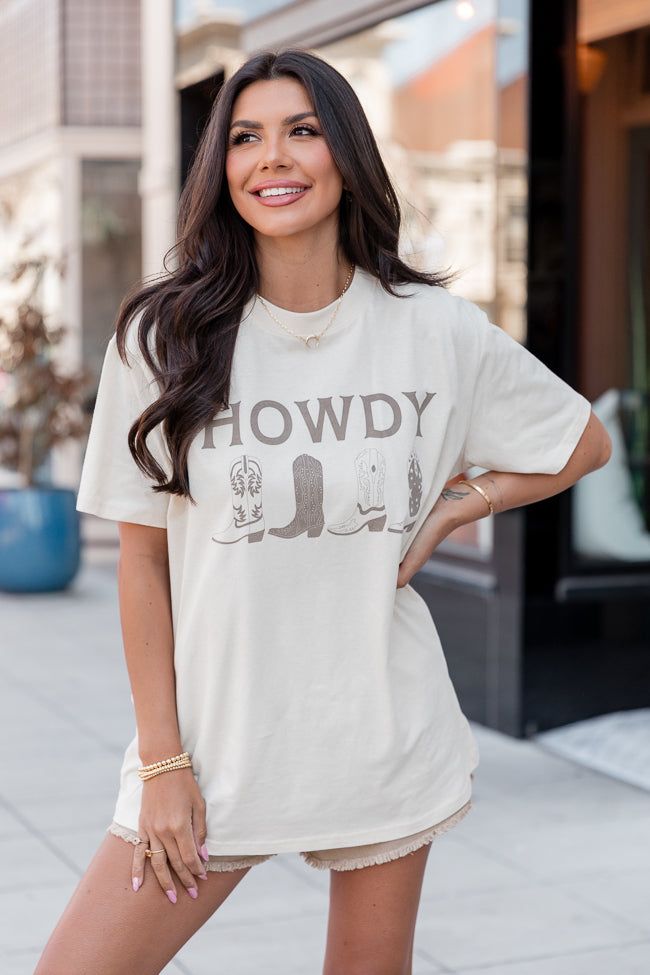 Howdy Boots Ivory Oversized Graphic Tee sold by Pink Lily product image thumbnail 3