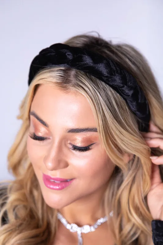 Black Velvet Braided Headband FINAL SALE sold by Pink Lily