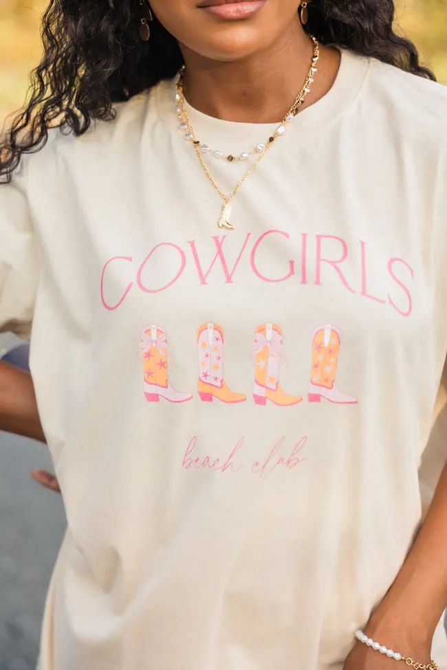 Cowgirls Beach Club Ivory Oversized Graphic Tee sold by Pink Lily
