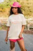 Cowgirls Beach Club Ivory Oversized Graphic Tee sold by Pink Lily