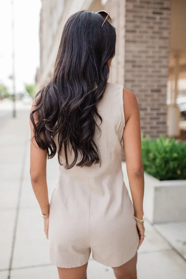 Suit Up Linen Blazer Style Romper SALE sold by Pink Lily product image thumbnail 4