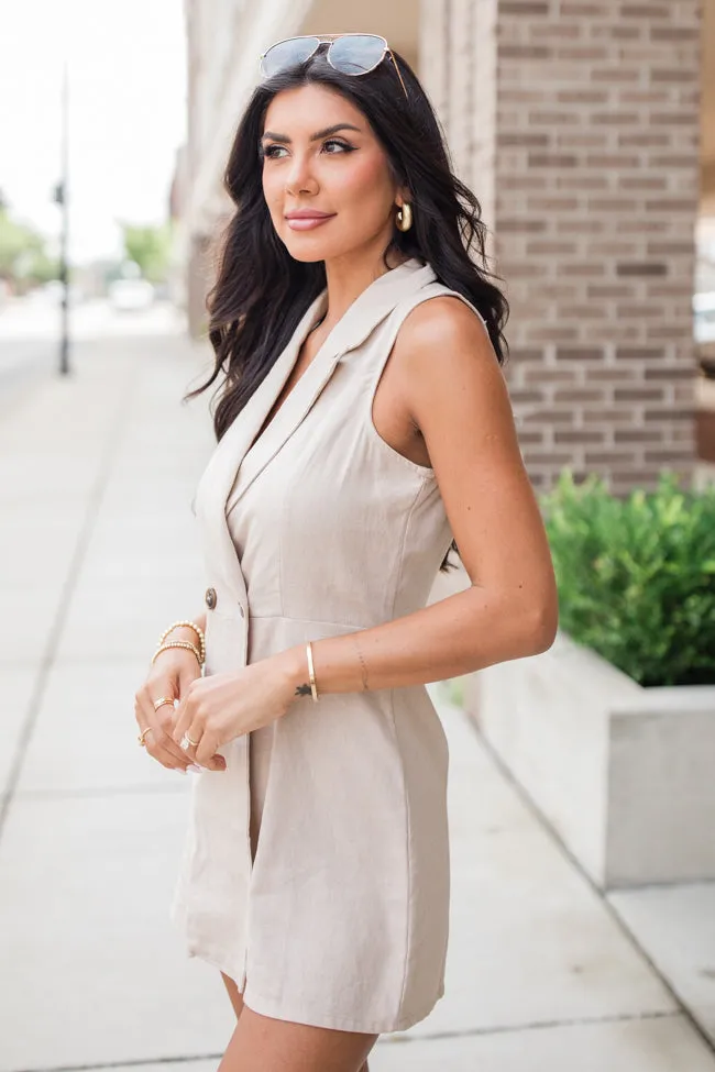 Suit Up Linen Blazer Style Romper SALE sold by Pink Lily product image thumbnail 3