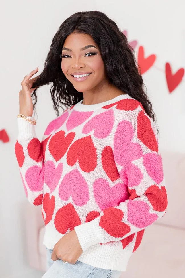 Loving On You Pink And Red Alternating Heart Sweater FINAL SALE sold by Pink Lily product image thumbnail 3