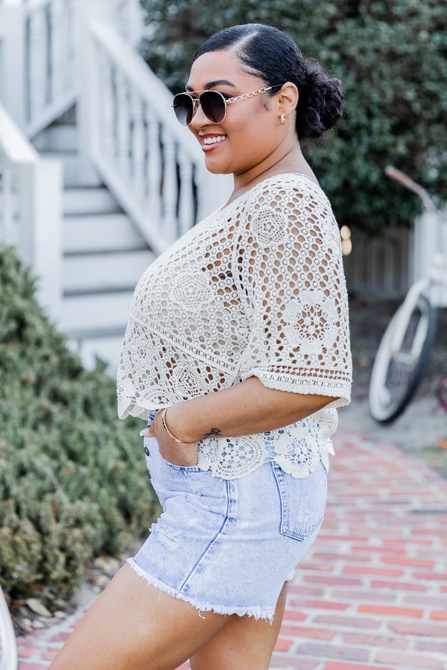 Show Me Around Taupe Short Sleeve Crochet Sweater sold by Pink Lily product image thumbnail 7