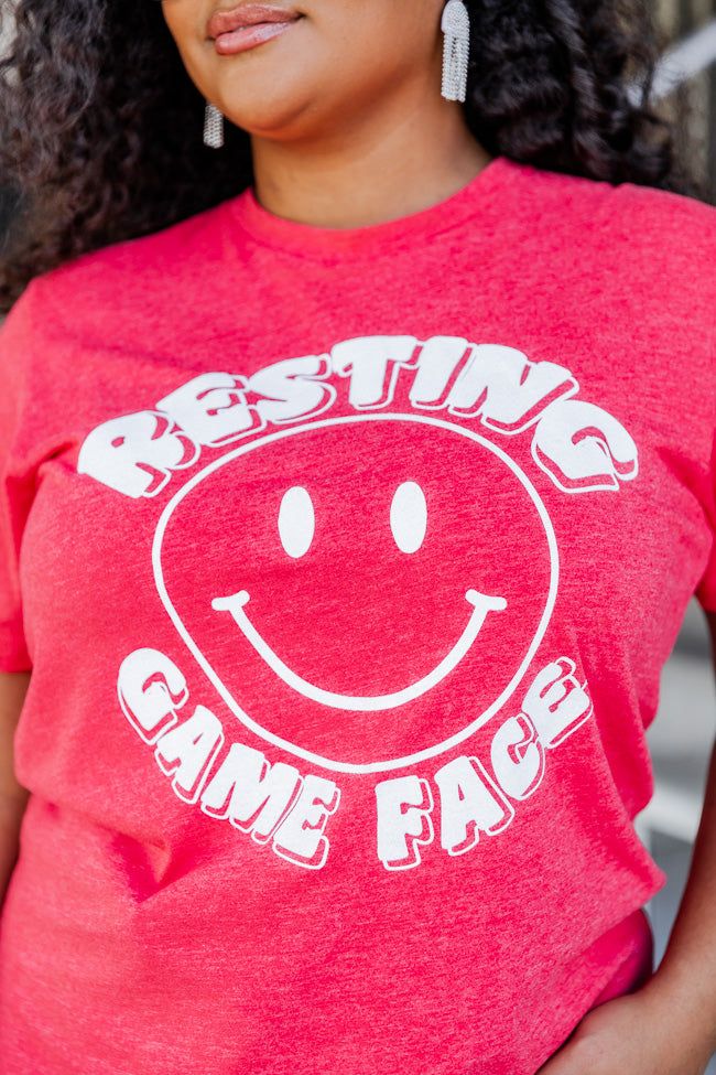 Resting Game Face Heather Red Graphic Tee sold by Pink Lily product image thumbnail 3