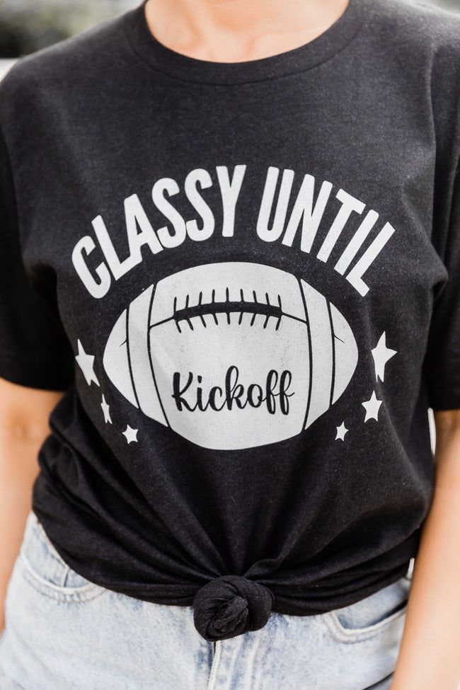 Classy Until Kickoff Black Graphic Tee sold by Pink Lily product image thumbnail 4