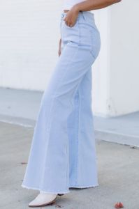 Avril Light Wash High Waisted Vertical Seam Wide Leg Jeans FINAL SALE sold by Pink Lily