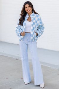 Avril Light Wash High Waisted Vertical Seam Wide Leg Jeans FINAL SALE sold by Pink Lily