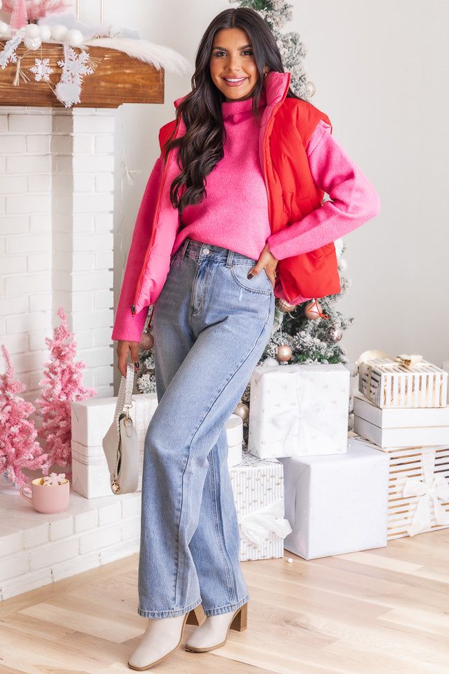 A Beautiful Sight Red and Pink Reversible Puffer Vest FINAL SALE sold by Pink Lily product image thumbnail 2