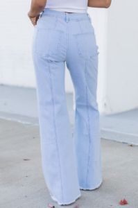 Avril Light Wash High Waisted Vertical Seam Wide Leg Jeans FINAL SALE sold by Pink Lily