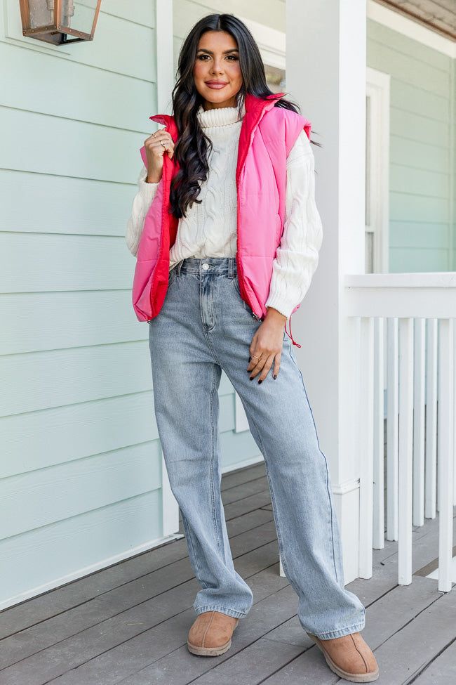 A Beautiful Sight Red and Pink Reversible Puffer Vest FINAL SALE sold by Pink Lily product image thumbnail 3