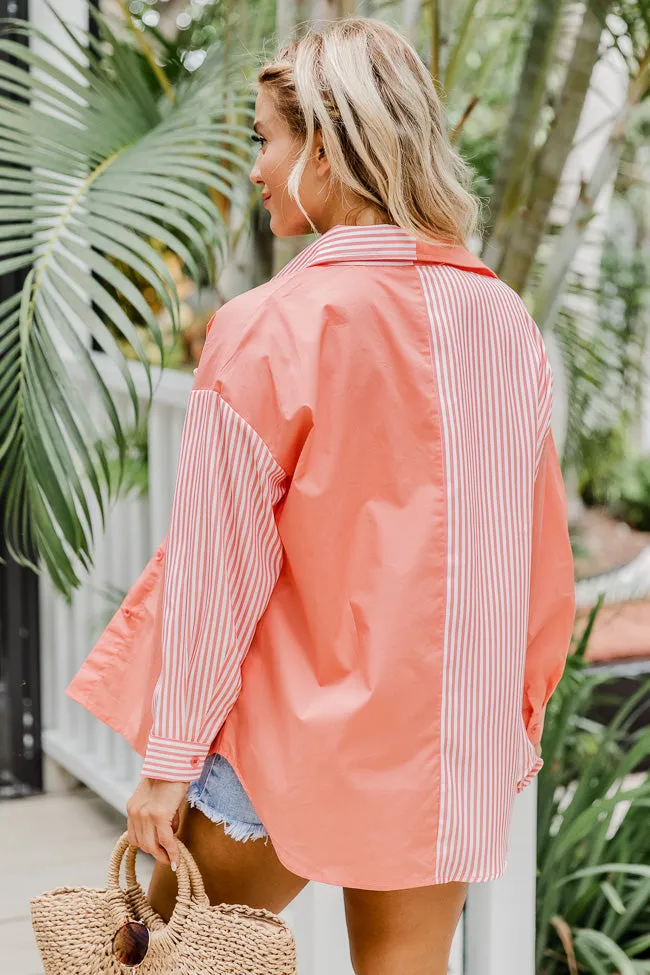 Get It Right Coral Striped Button Front Color Block Blouse FINAL SALE sold by Pink Lily product image thumbnail 5