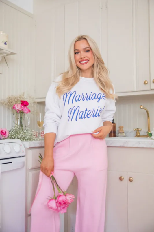 Marriage Material White Oversized Graphic Sweatshirt SALE sold by Pink Lily