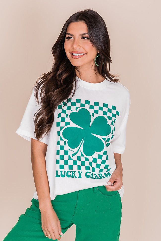 Lucky Charm White Oversized Tee sold by Pink Lily