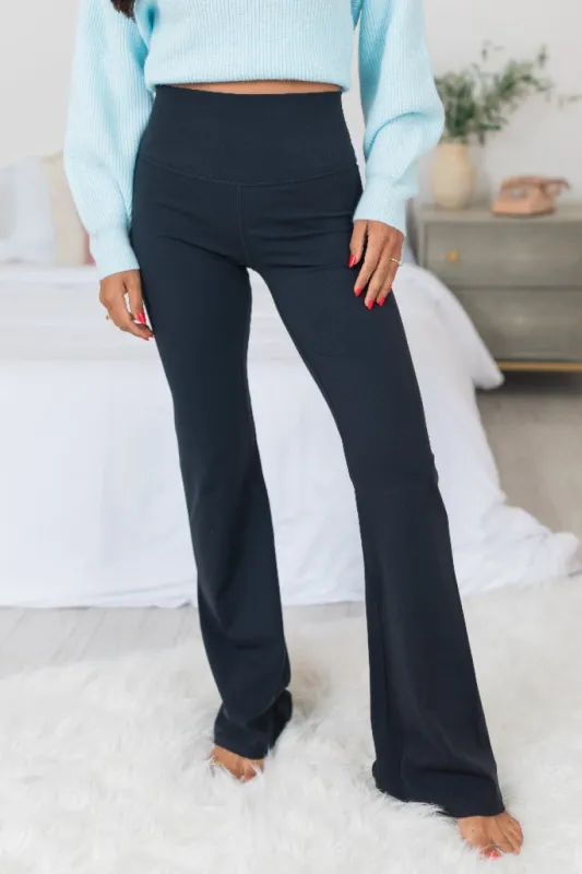 Get Moving Black Flare Knit Leggings FINAL SALE sold by Pink Lily