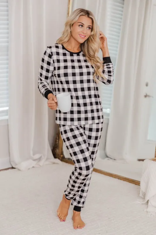 In Your Mind Beige/Black Plaid Pajama Joggers FINAL SALE sold by Pink Lily