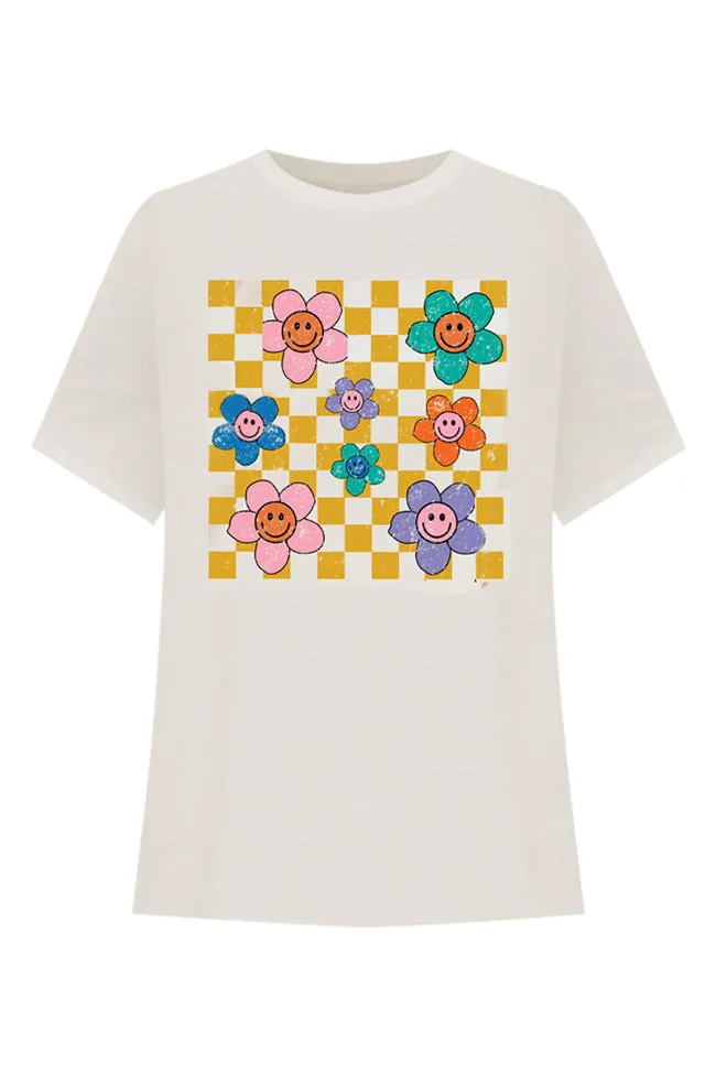 Daisy Checkered Ivory Oversized Graphic Tee sold by Pink Lily product image thumbnail 4