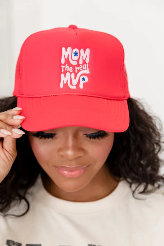 Mom The Real MVP Red Trucker Hat FINAL SALE sold by Pink Lily