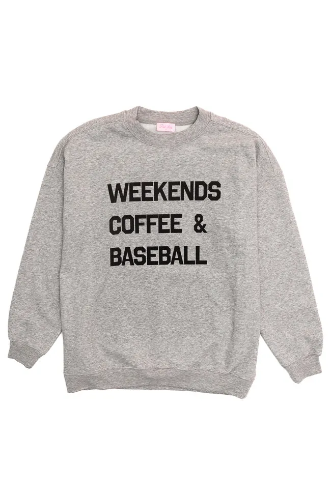 Weekends Coffee and Baseball Light Grey Graphic Sweatshirt sold by Pink Lily product image thumbnail 2