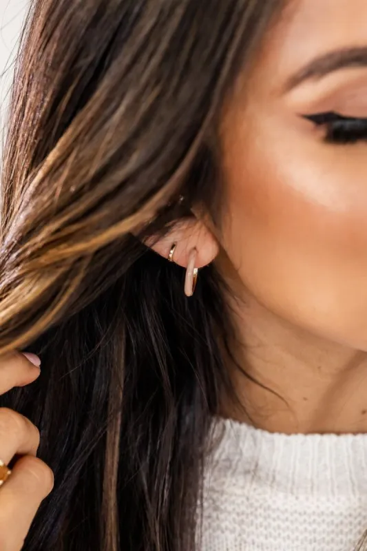 A Stand Out Gold And Brown Huggie Earrings FINAL SALE sold by Pink Lily