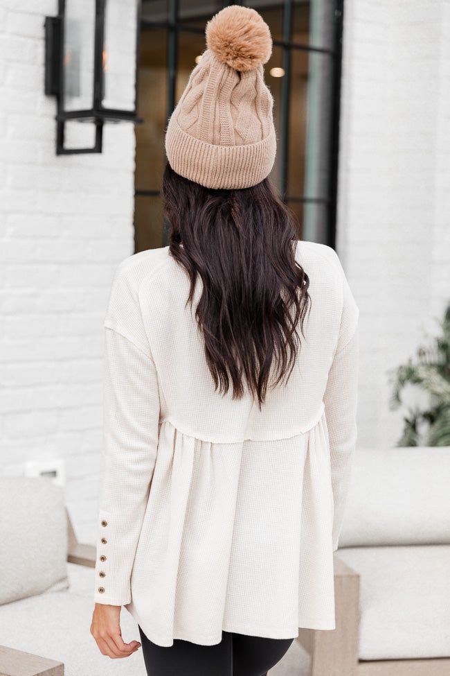 All I Want Beige Waffle Knit Babydoll Top FINAL SALE sold by Pink Lily product image thumbnail 4