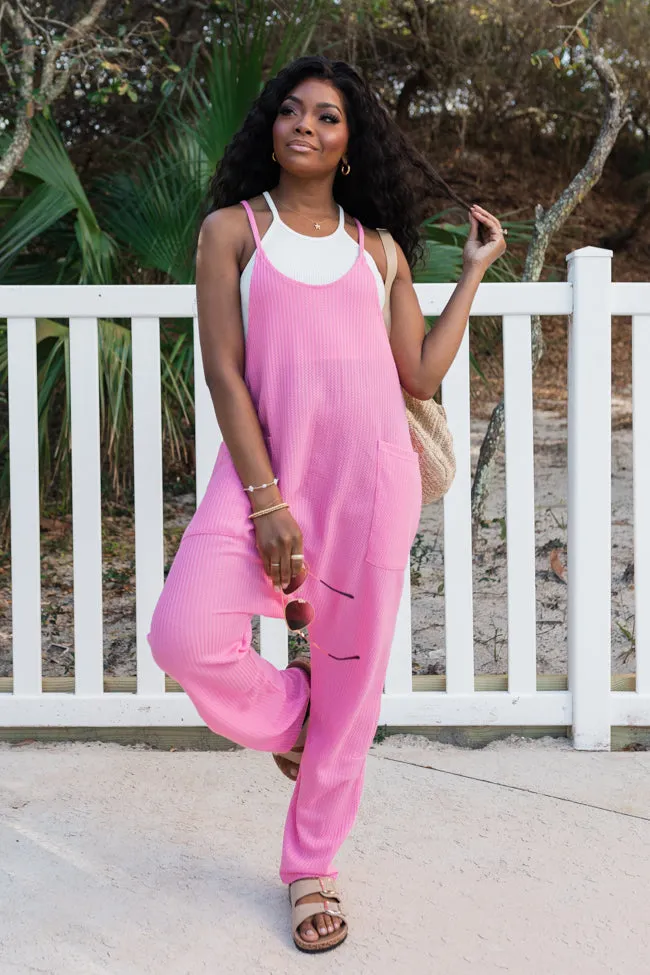 Day In The Life Pink Waffle Knit Jumpsuit FINAL SALE sold by Pink Lily
