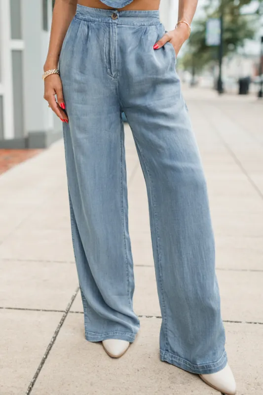 Why Can't You See Medium Wash Denim Wide Leg Pants SALE sold by Pink Lily