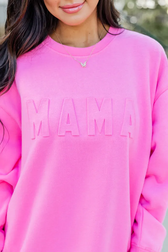 Mama Embossed Logo Power Pink Graphic Sweatshirt sold by Pink Lily product image thumbnail 3