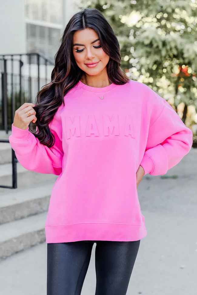 Mama Embossed Logo Power Pink Graphic Sweatshirt sold by Pink Lily