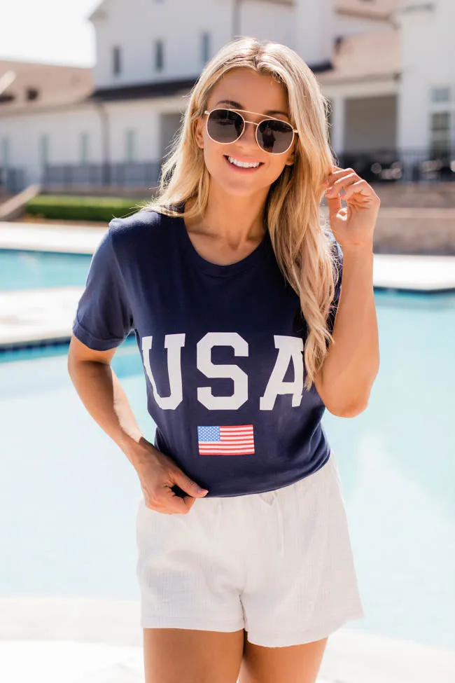 Athletic USA Flag Tee Navy FINAL SALE sold by Pink Lily