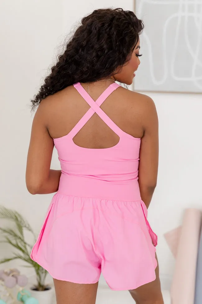 You're Thriving Bubblegum Pink Active Keyhole Romper sold by Pink Lily product image thumbnail 4