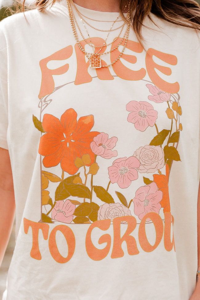 Free To Grow Ivory Oversized Graphic Tee sold by Pink Lily product image thumbnail 3