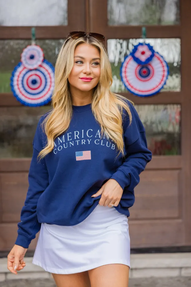 Americana Country Club Navy Oversized Graphic Sweatshirt sold by Pink Lily