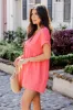 Anything For You Coral Button Front Romper FINAL SALE sold by Pink Lily