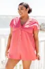 Anything For You Coral Button Front Romper FINAL SALE sold by Pink Lily