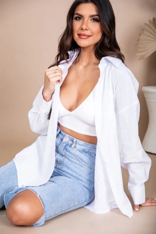 Now And Then Ivory Button Front Blouse FINAL SALE sold by Pink Lily