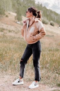 Dolly Sherpa Jacket Amber Massey X Pink Lily sold by Pink Lily