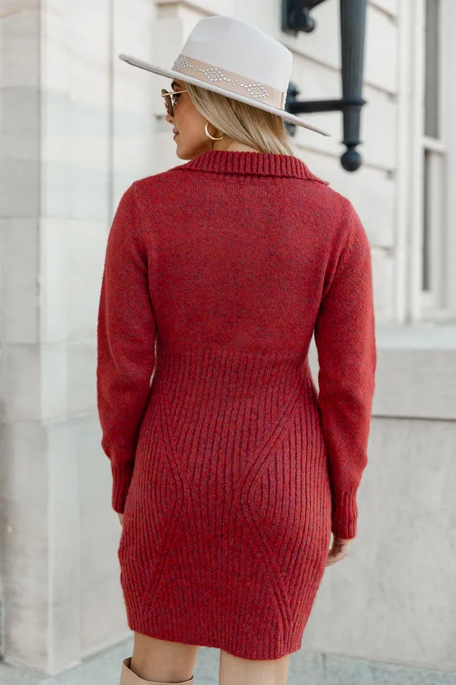 Blessing In Disguise Red Quarter Zip Sweater Mini Dress FINAL SALE sold by Pink Lily product image thumbnail 5