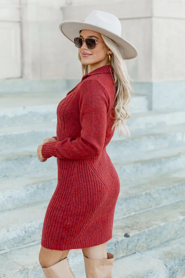 Blessing In Disguise Red Quarter Zip Sweater Mini Dress FINAL SALE sold by Pink Lily product image thumbnail 4