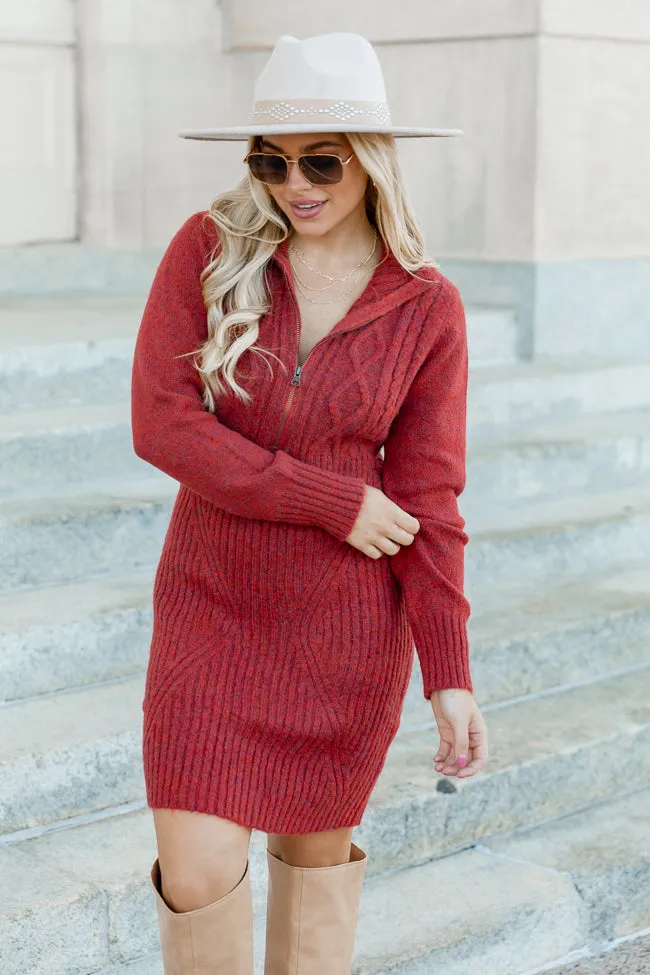 Blessing In Disguise Red Quarter Zip Sweater Mini Dress FINAL SALE sold by Pink Lily product image thumbnail 3