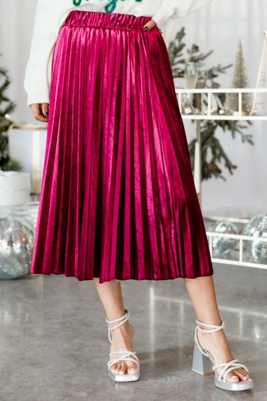 Message In A Bottle Burgundy Velvet Midi Skirt FINAL SALE sold by Pink Lily