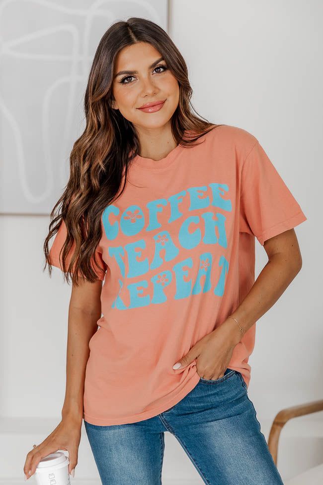 Coffee Teach Repeat Graphic Terracotta Tee sold by Pink Lily product image thumbnail 4