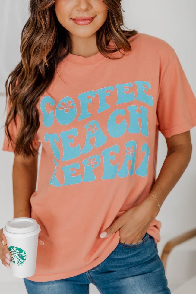 Coffee Teach Repeat Graphic Terracotta Tee sold by Pink Lily product image thumbnail 3