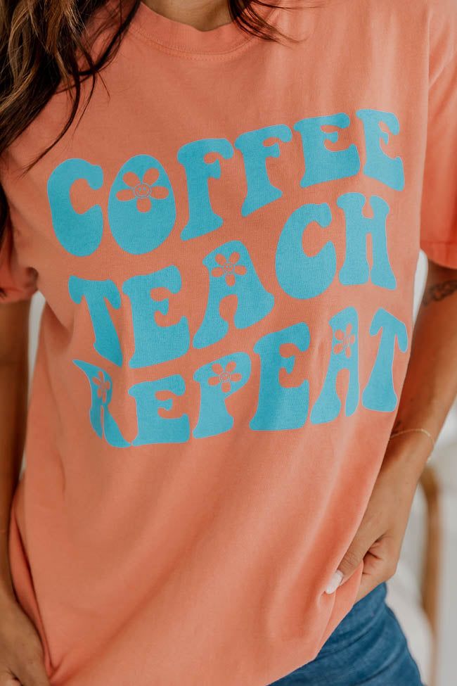 Coffee Teach Repeat Graphic Terracotta Tee sold by Pink Lily product image thumbnail 2